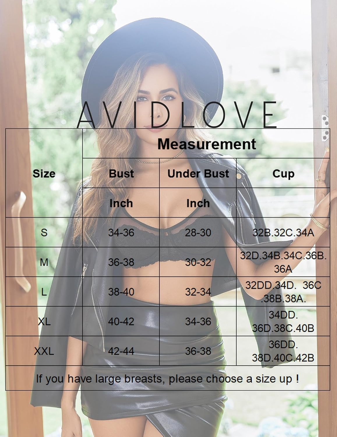 image:imageAvidlove Bralettes for Women Underwire Lace Floral Crossover Bra TShirt Everyday Bra LingerieBlack
