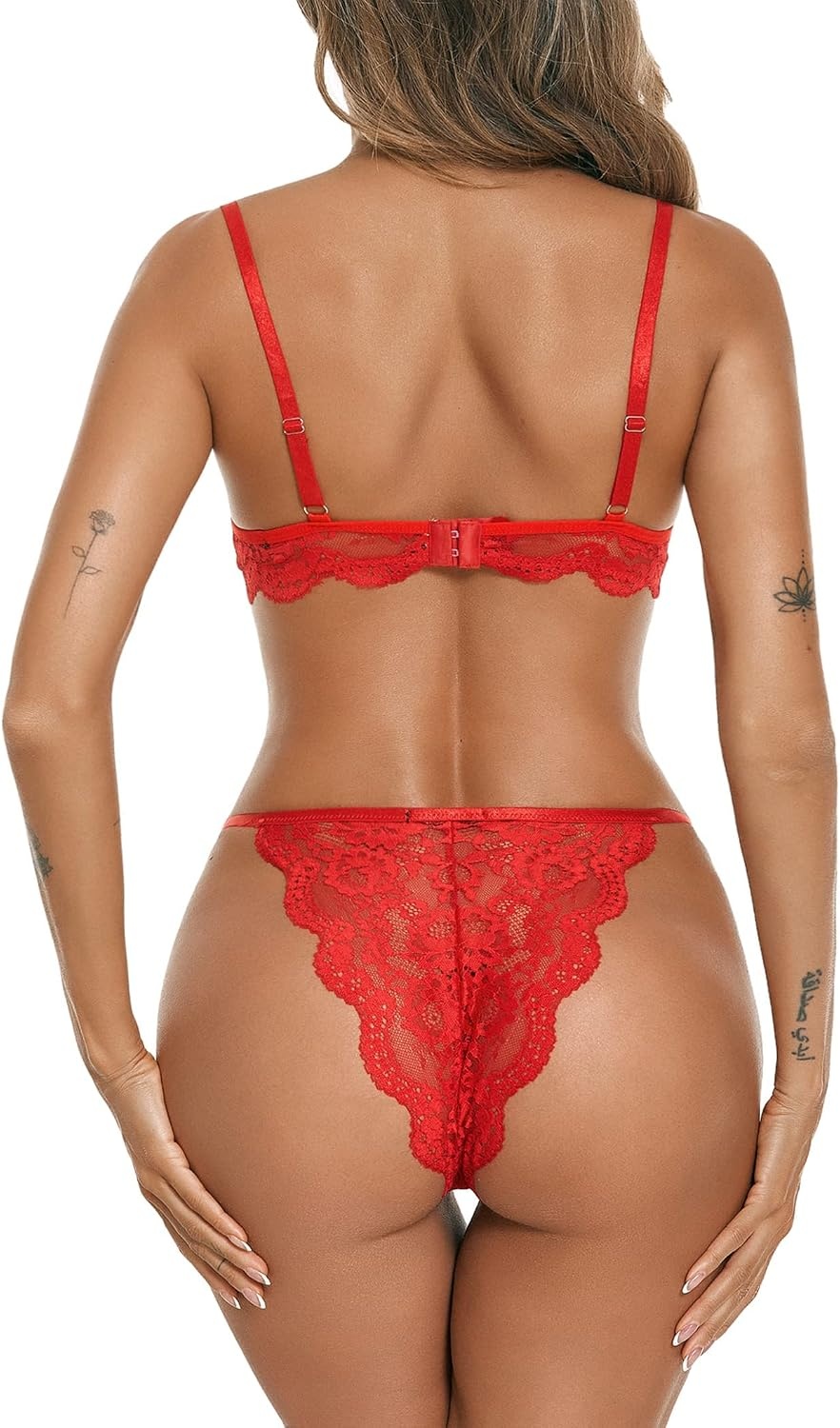 image:imageAvidlove Women Bra and Panty Sets with Underwire Floral Lace Lingerie Set1wine Red