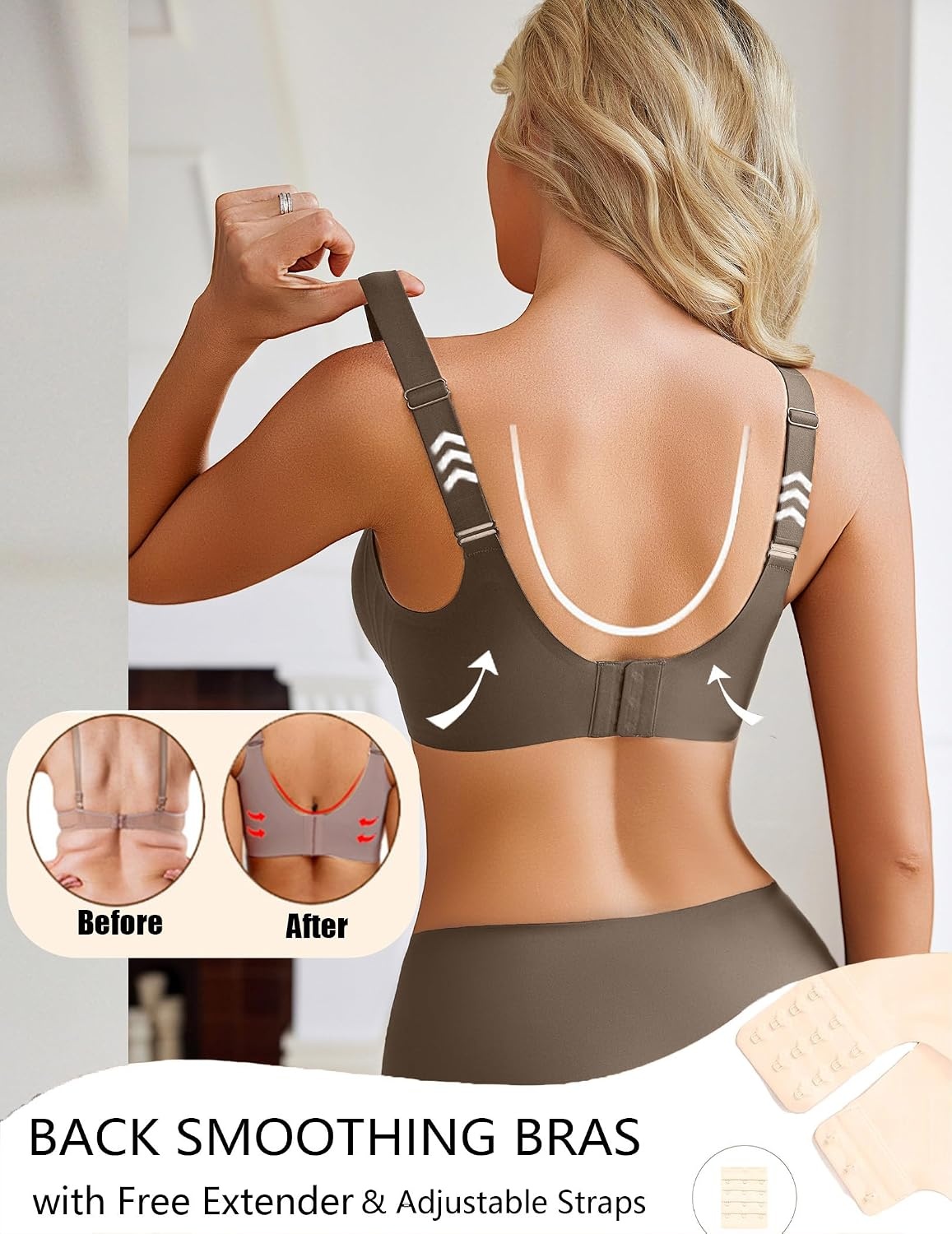 image:imageAvidlove Womens Seamless Bras No Underwire V Mesh Comfort Bralette Full Coverage Push Up Everyday TShirt BraGrey