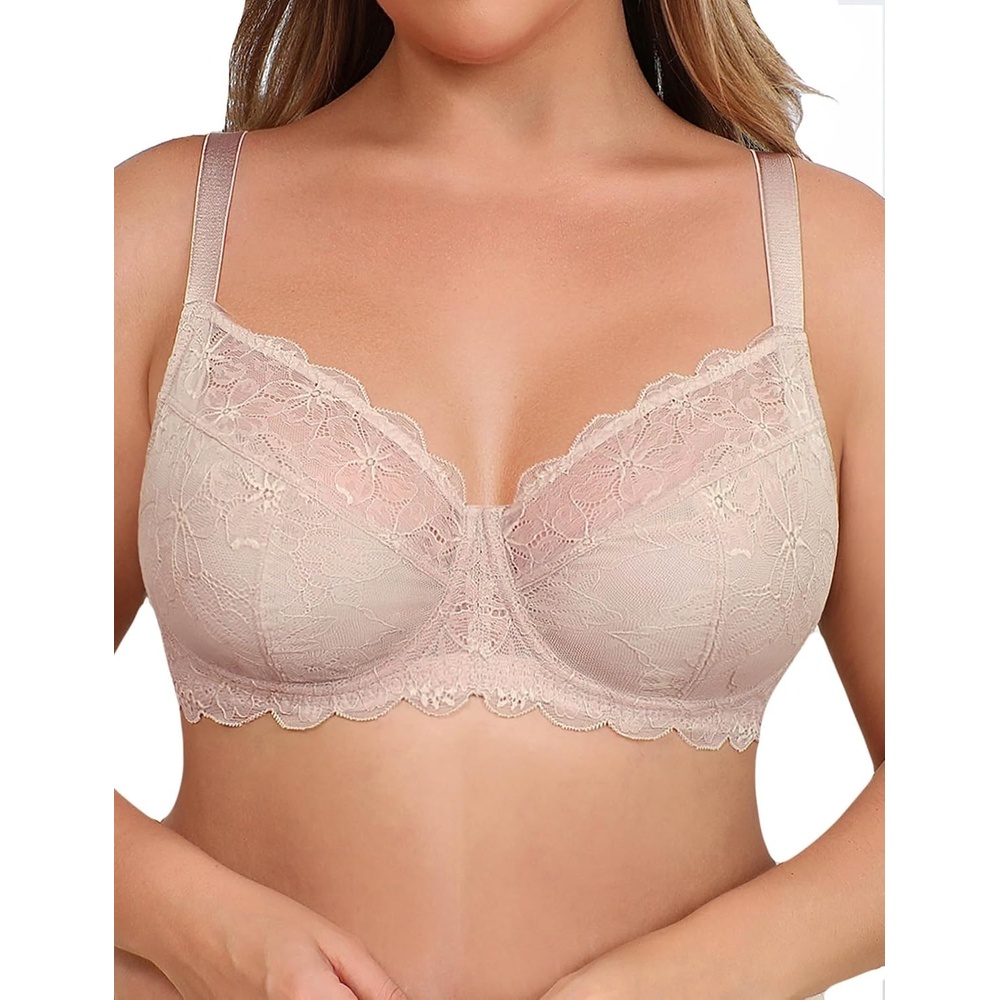 image:imageAvidlove Lace Bra for Women Full Coverage Lifting Underwire Bra for Large BustBeige