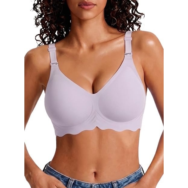 image:imageAvidlove Wireless Bras for Women Seamless Bralette Full Coverage Bra V Neck Tshirt BrassiereLavender