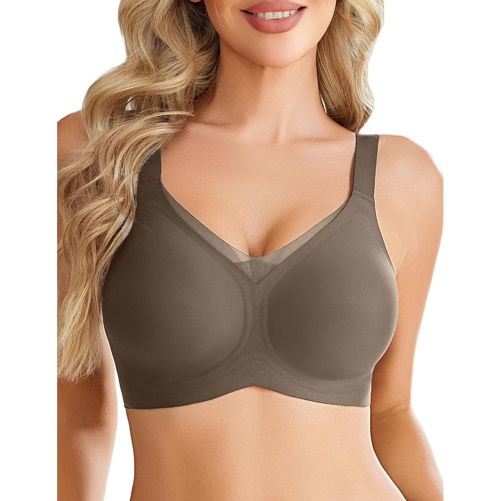 image:imageAvidlove Womens Seamless Bras No Underwire V Mesh Comfort Bralette Full Coverage Push Up Everyday TShirt BraGrey