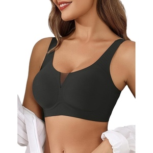 Avidlove Bras for Women No Underwire Seamless Bra Deep V Full Coverage T-Shirt Bralette Comfort Everyday Bra(Black)