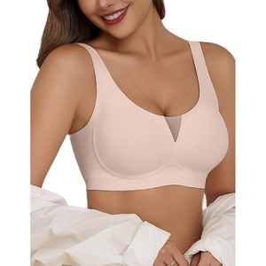 Avidlove Bras for Women No Underwire Seamless Bra Deep V Full Coverage T-Shirt Bralette Comfort Everyday Bra(Coupled Pink)