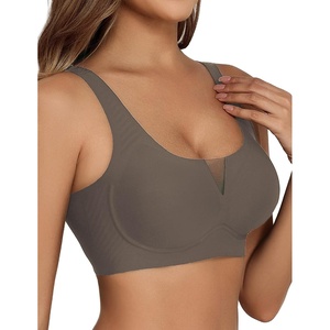 Avidlove Bras for Women No Underwire Seamless Bra Deep V Full Coverage T-Shirt Bralette Comfort Everyday Bra(Grey)