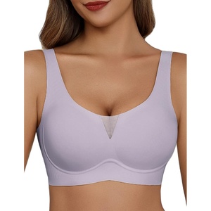 Avidlove Bras for Women No Underwire Seamless Bra Deep V Full Coverage T-Shirt Bralette Comfort Everyday Bra(Lavender)