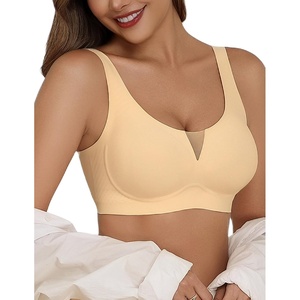 Avidlove Bras for Women No Underwire Seamless Bra Deep V Full Coverage T-Shirt Bralette Comfort Everyday Bra(Nude)