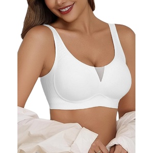 Avidlove Bras for Women No Underwire Seamless Bra Deep V Full Coverage T-Shirt Bralette Comfort Everyday Bra(White)