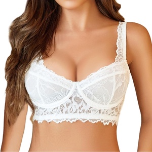 Avidlove Bras for Women Sexy Lace Bralette Push Up Balconette Bra Double-Layered Bra with Underwire (White, M)