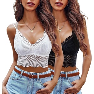 Avidlove Lace Bralette for Women V Neck Camisoles Racerback Adjustable Strap Crop Top(Black and White)