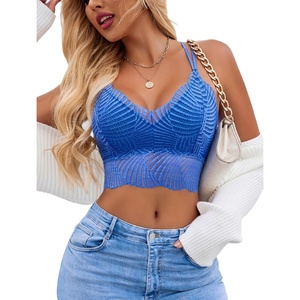 Avidlove Lace Bralette for Women V Neck Camisoles Racerback Adjustable Strap Crop Top(Blue)