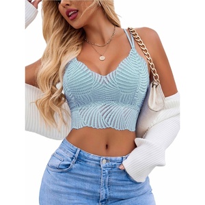 Avidlove Lace Bralette for Women V Neck Camisoles Racerback Adjustable Strap Crop Top(Light Blue)