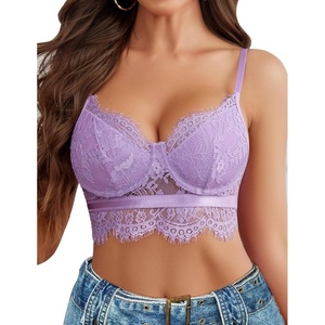 Avidlove Lace Bralettes for Women Y2k Strap Bustier Cami Top V Neck Camisole Lingerie(Lilac)