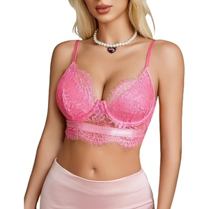 Avidlove Lace Bralettes for Women Y2k Strap Bustier Cami Top V Neck Camisole Lingerie(Peach Pink)