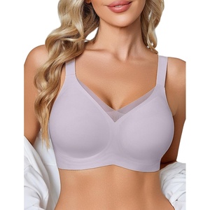 Avidlove Womens Seamless Bras No Underwire V Mesh Comfort Bralette Full Coverage Push Up Everyday T-Shirt Bra(Lavender)