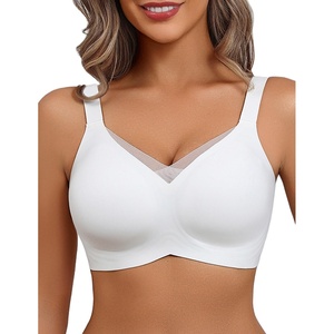 Avidlove Womens Seamless Bras No Underwire V Mesh Comfort Bralette Full Coverage Push Up Everyday T-Shirt Bra(White)