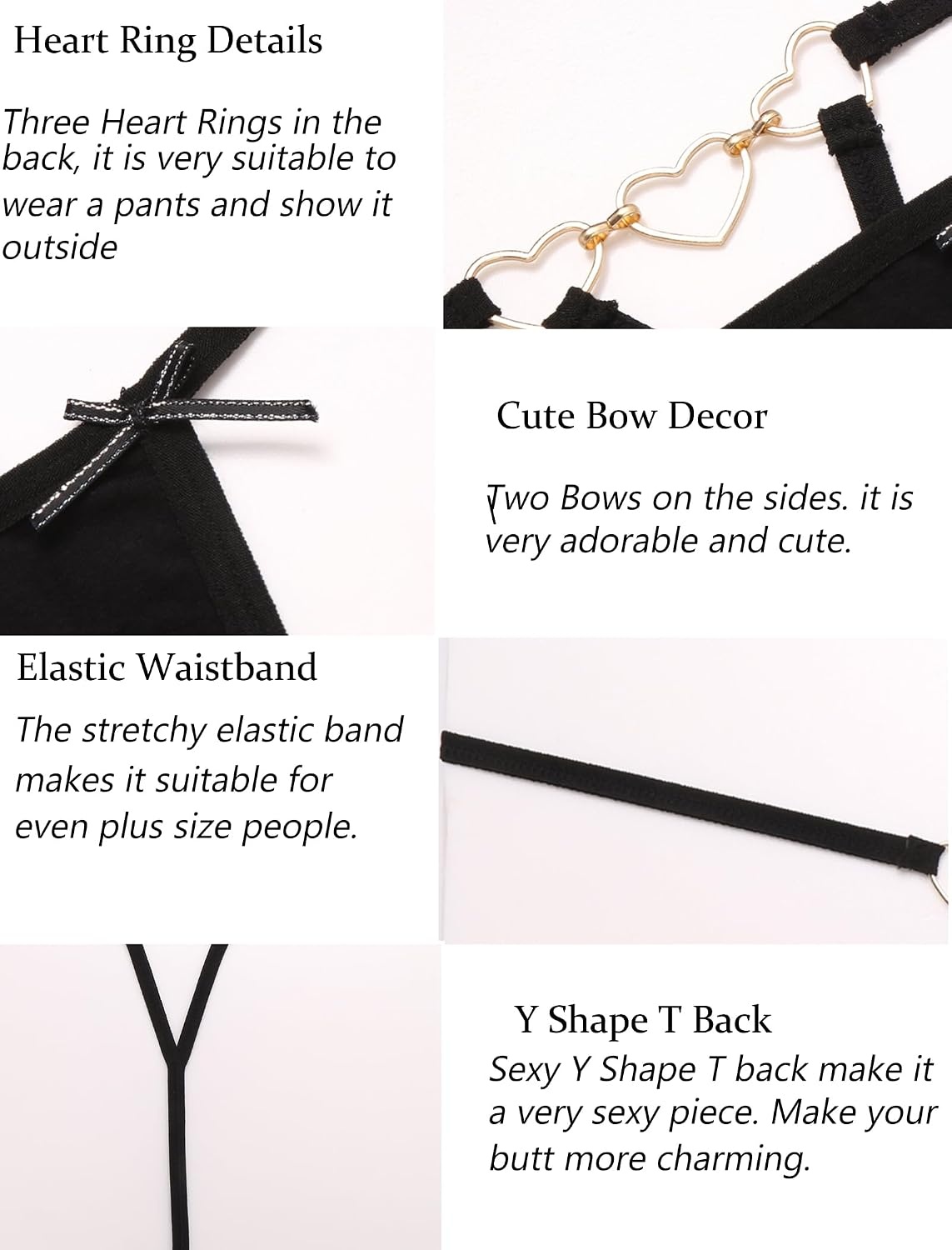 image:imageAvidlove G String Thongs for Women Cheeky Breathable Underwear Sexy No Show Panties 3 PackBlack3