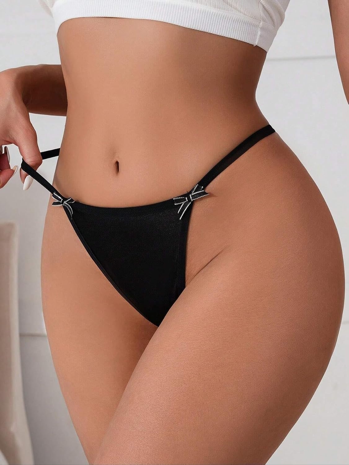 image:imageAvidlove G String Thongs for Women Cheeky Breathable Underwear Sexy No Show Panties 3 PackBlackwhitered