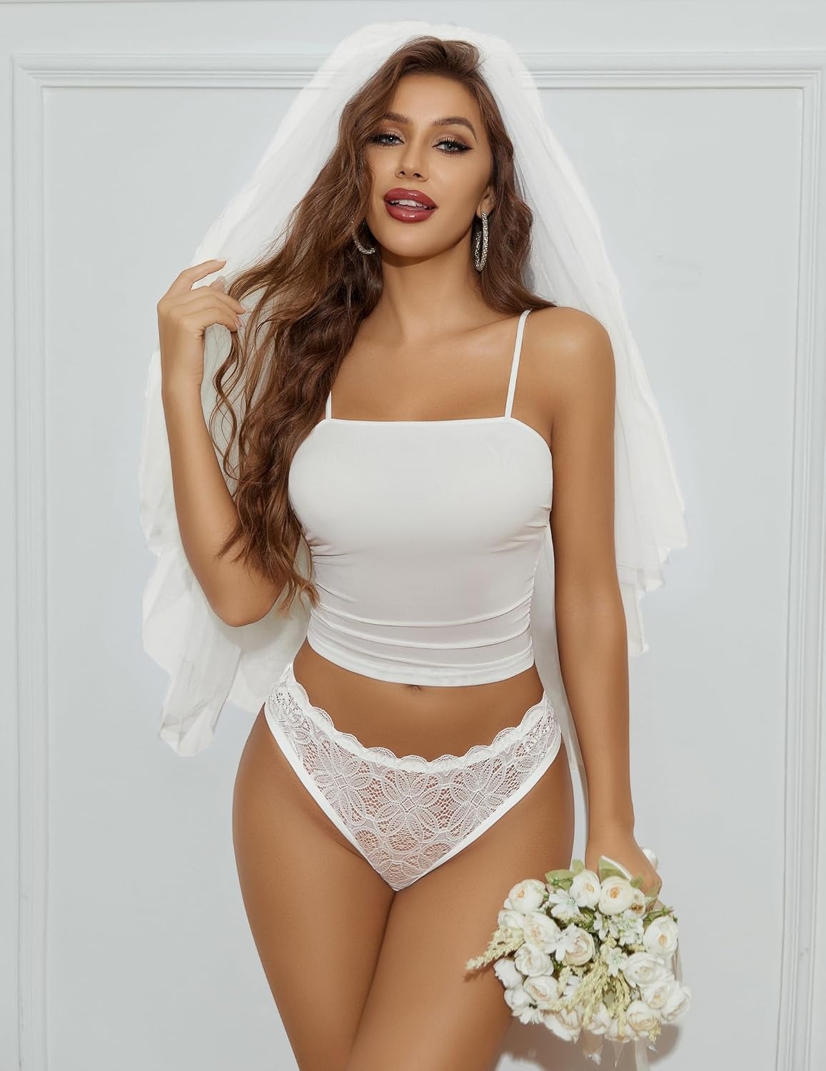 image:imageAvidlove Women Lace Panties Hollow Out Rear Bowknot Underwear Ruffle Cheeky Briefs 13 PackWhite
