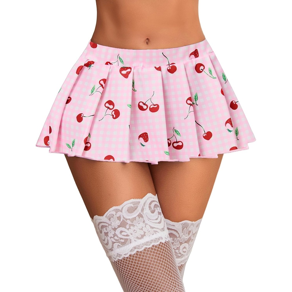 image:imageAvidlove Pleated Skirts for Women Y2k Mini Skirt Casual Short Skirts Micro Skirt XS4XLCherry Print