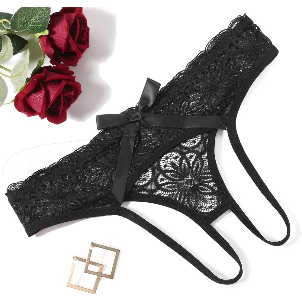 image:imageAvidlove Women Lace Panties Hollow Out Rear Bowknot Underwear Ruffle Cheeky Briefs 13 PackBlack