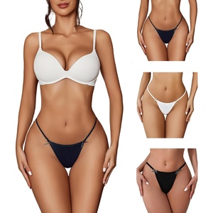 Avidlove G String Thongs for Women Cheeky Breathable Underwear Sexy No Show Panties 3 Pack(Navy Blue+white+black)