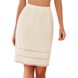 Avidlove Half Slips for Women Underskirt Dress Extender Lace Trim Knee Length Short Skirt(Nude)