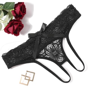 Avidlove Women Lace Panties Hollow Out Rear Bowknot Underwear Ruffle Cheeky Briefs 1-3 Pack(Black)