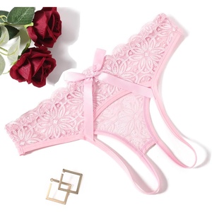 Avidlove Women Lace Panties Hollow Out Rear Bowknot Underwear Ruffle Cheeky Briefs 1-3 Pack(Pink)