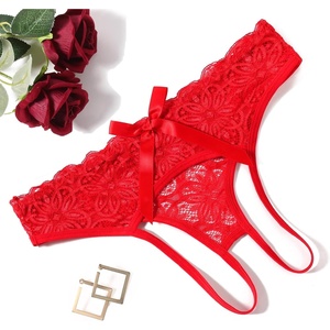 Avidlove Women Lace Panties Hollow Out Rear Bowknot Underwear Ruffle Cheeky Briefs 1-3 Pack(Red)