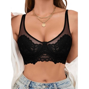 Avidlove Women’s Sexy Bra Lace Underwire Full Coverage Mesh Unlined T-Shirt Bralette Lingerie(Black)