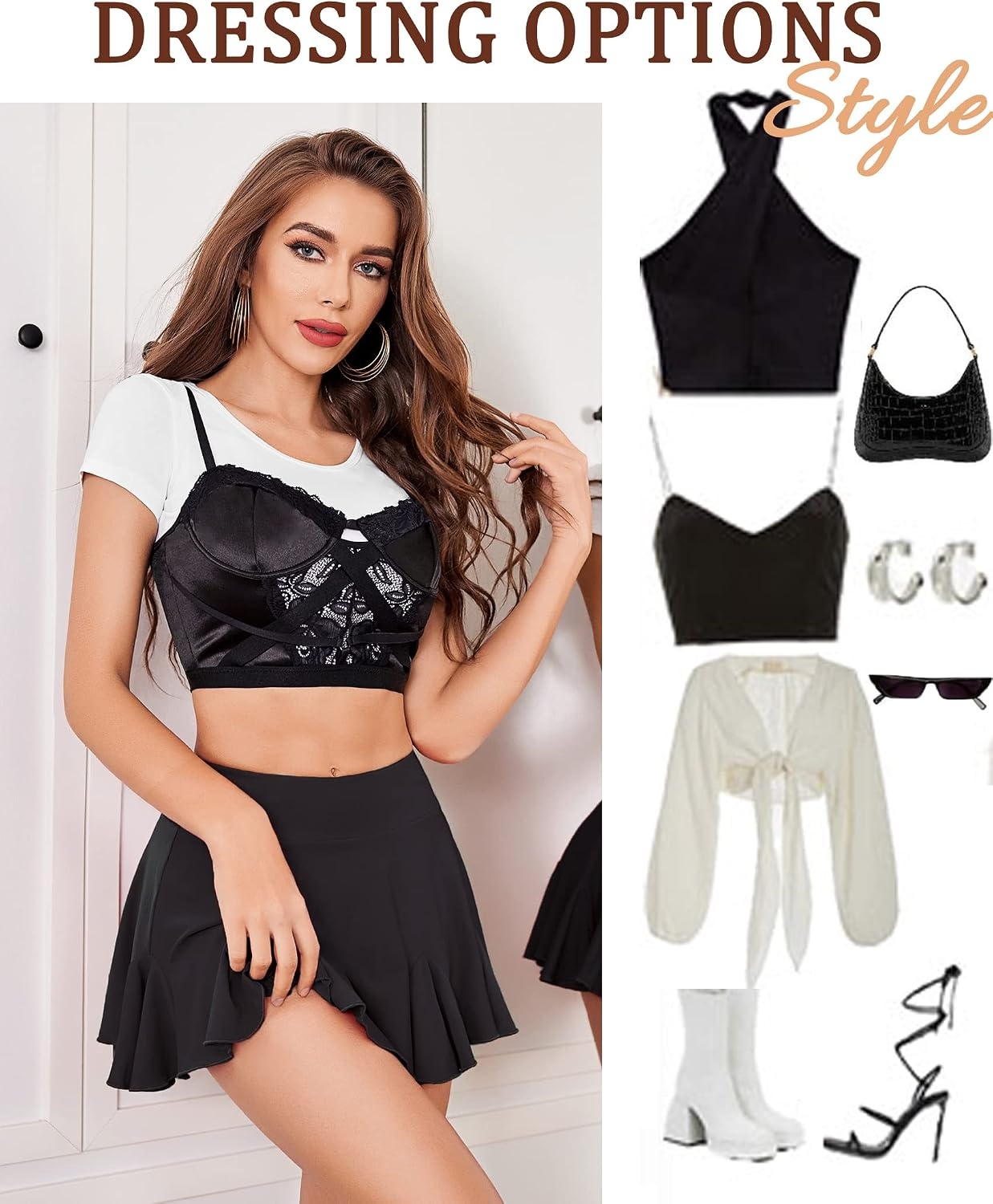 image:imageAvidlove Mini Skirt for Women Sexy Pleated Skirts High Waist Skater Skirt Ruffle Lingerie SkirtsBlack