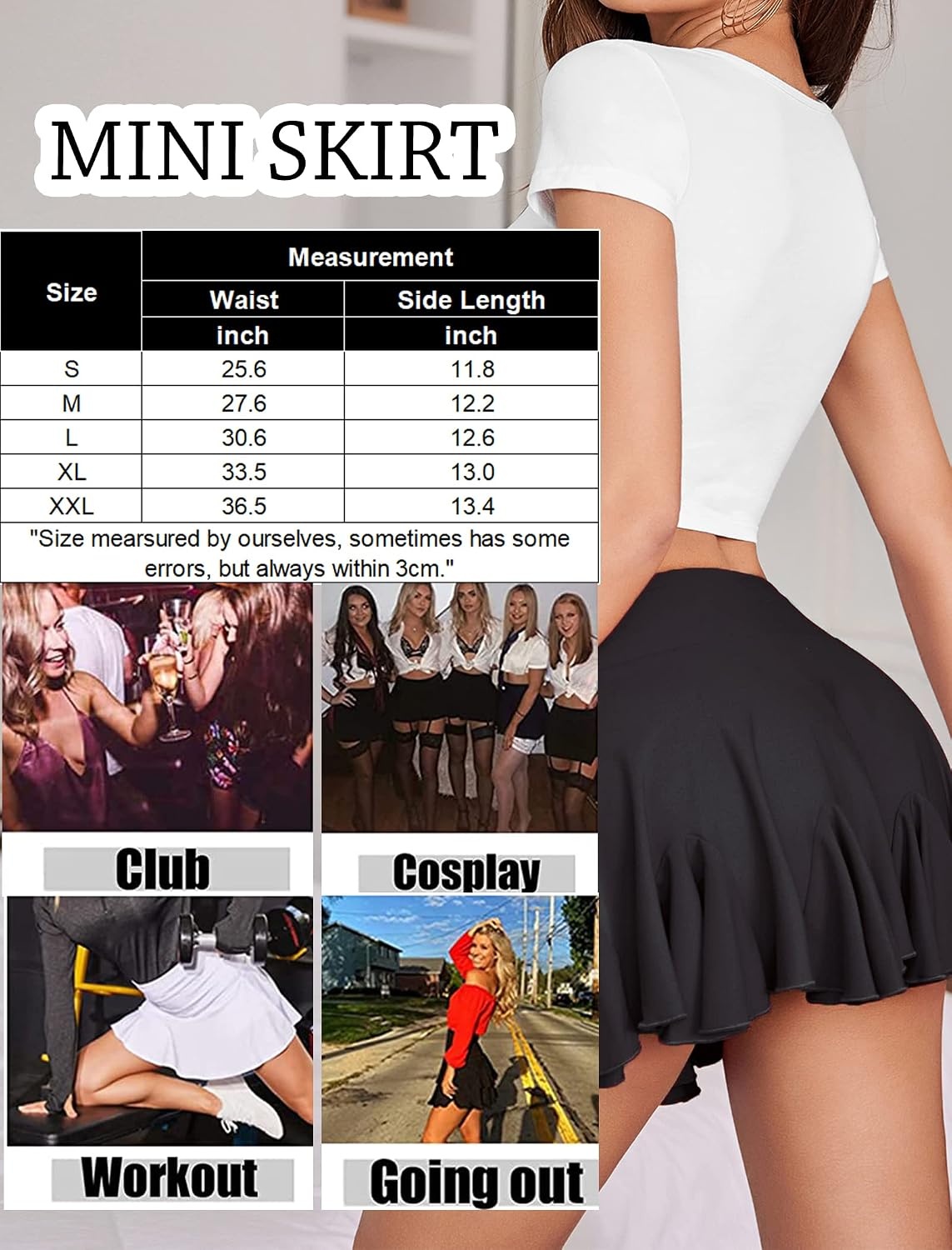 image:imageAvidlove Mini Skirt for Women Sexy Pleated Skirts High Waist Skater Skirt Ruffle Lingerie SkirtsBlack