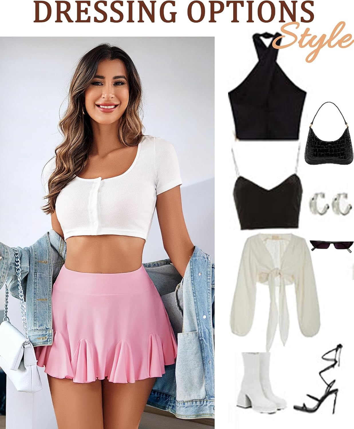 image:imageAvidlove Mini Skirt for Women Sexy Pleated Skirts High Waist Skater Skirt Ruffle Lingerie SkirtsPink