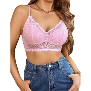 Avidlove Bralettes for Women Lace Camisole Tank Top Unpadded Wireless Double-Layered Lingerie(Pink)
