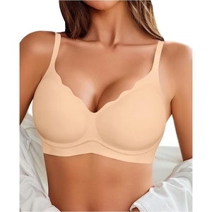 Avidlove Bras for Women No Underwire Seamless Push Up Bra Wireless Soft Bralettes Scalloped Full Coverage Everyday Bra(Nude)