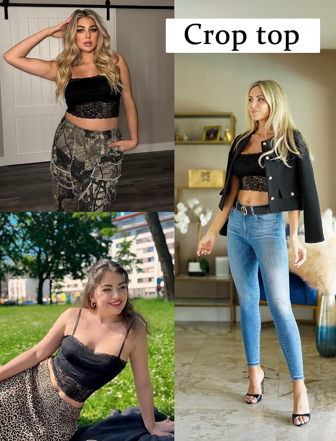 image:imageAvidlove Bralettes for Women Lace Spaghetti Strap Tank Top Tube Slim Basic Camisole1black