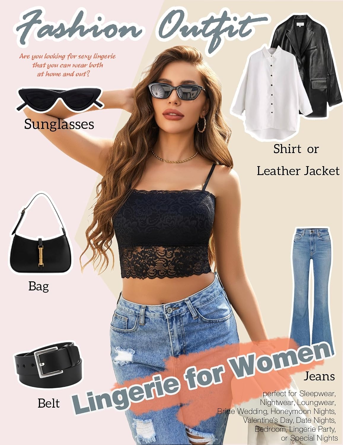 image:imageAvidlove Bralettes for Women Lace Spaghetti Strap Tank Top Tube Slim Basic Camisole1black