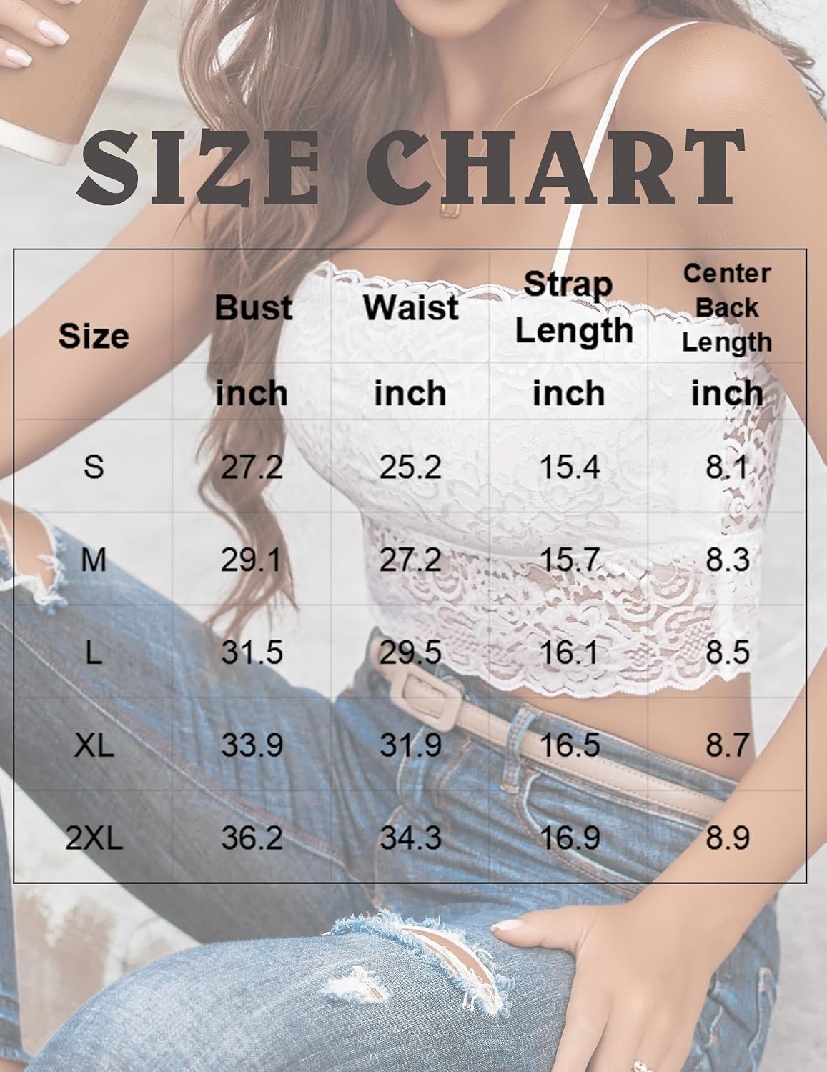 image:imageAvidlove Bralettes for Women Lace Spaghetti Strap Tank Top Tube Slim Basic Camisole1white