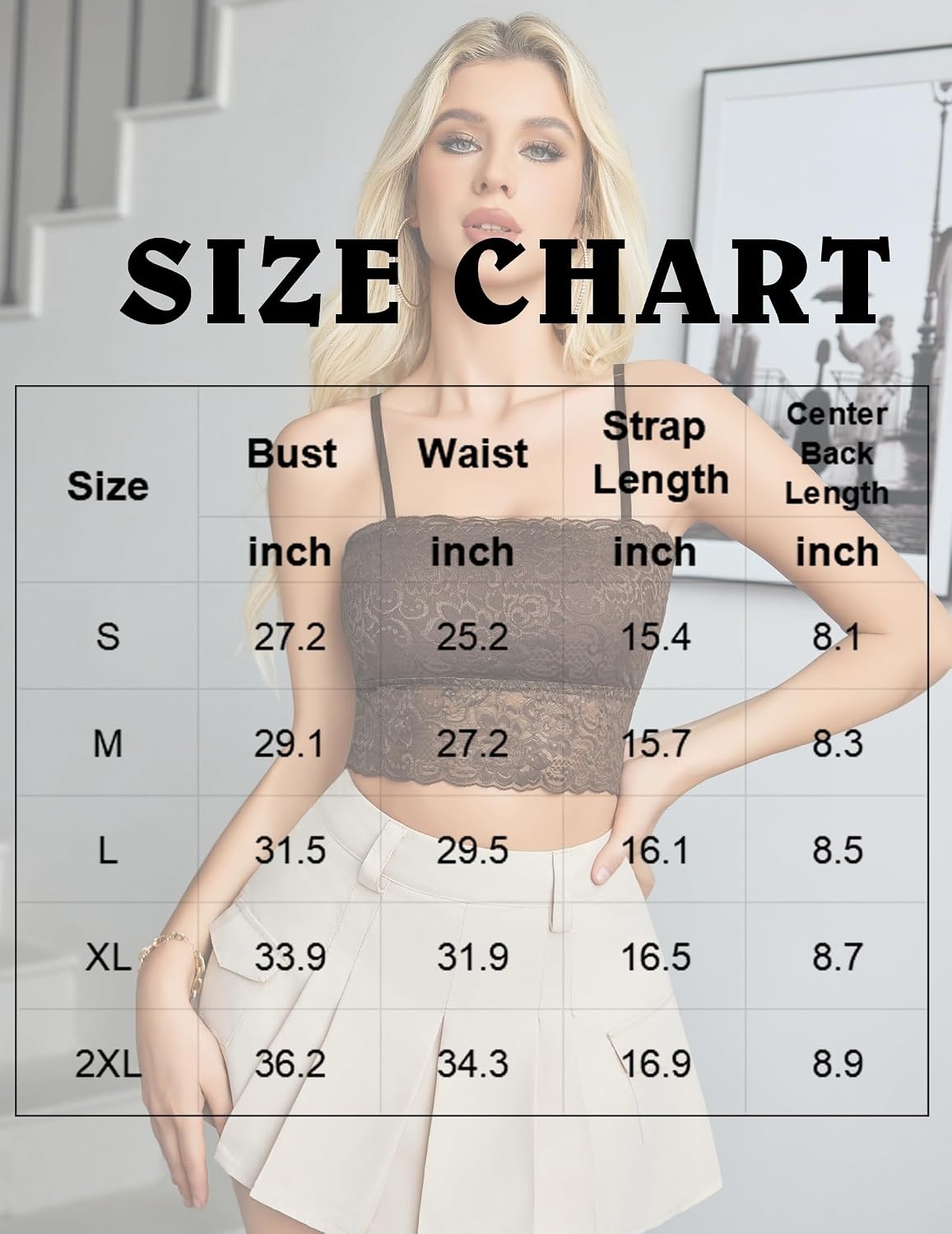 image:imageAvidlove Bralettes for Women Lace Spaghetti Strap Tank Top Tube Slim Basic CamisoleBrown