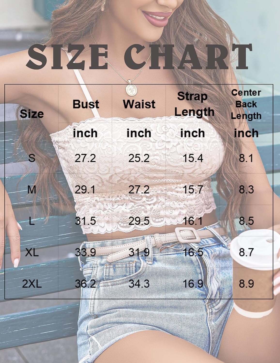 image:imageAvidlove Bralettes for Women Lace Spaghetti Strap Tank Top Tube Slim Basic CamisoleChampagne