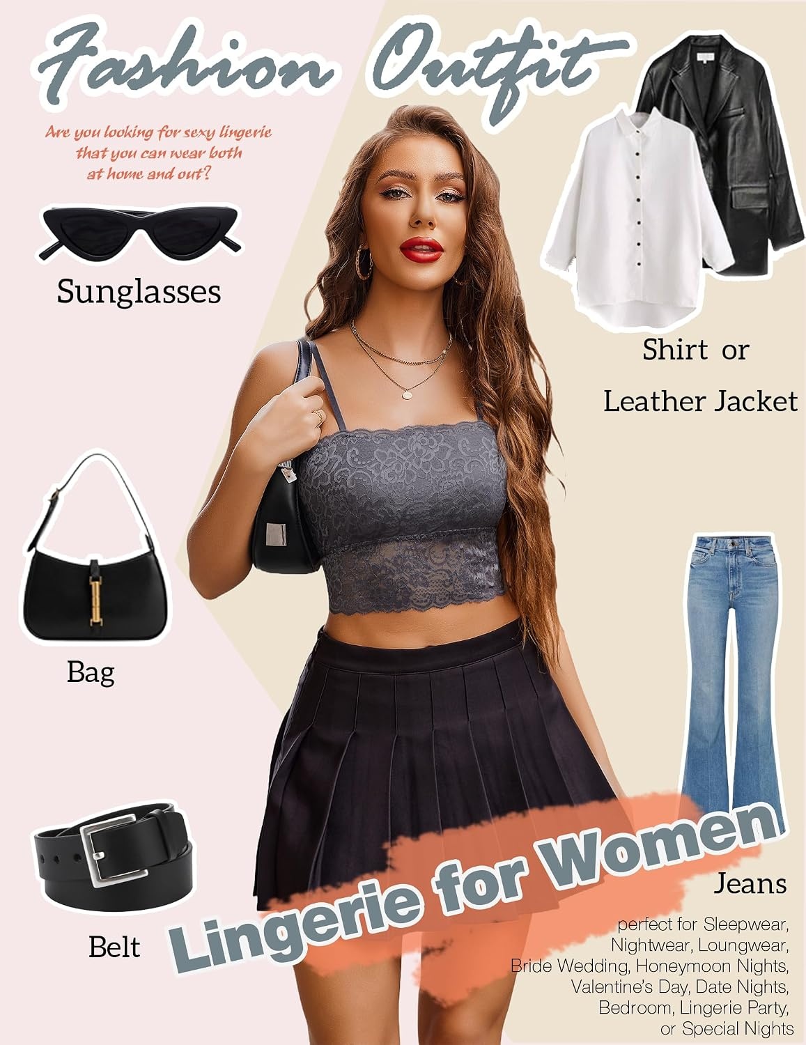 image:imageAvidlove Bralettes for Women Lace Spaghetti Strap Tank Top Tube Slim Basic CamisoleDark Gray