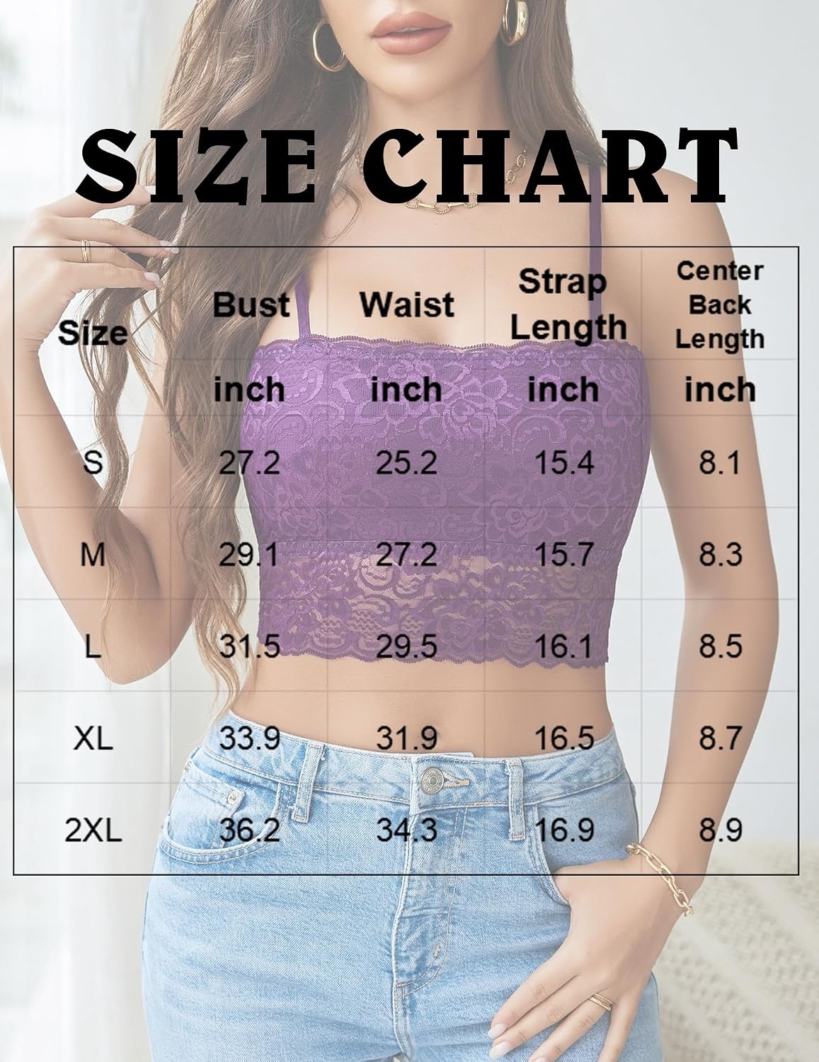 image:imageAvidlove Bralettes for Women Lace Spaghetti Strap Tank Top Tube Slim Basic CamisoleDark Purple
