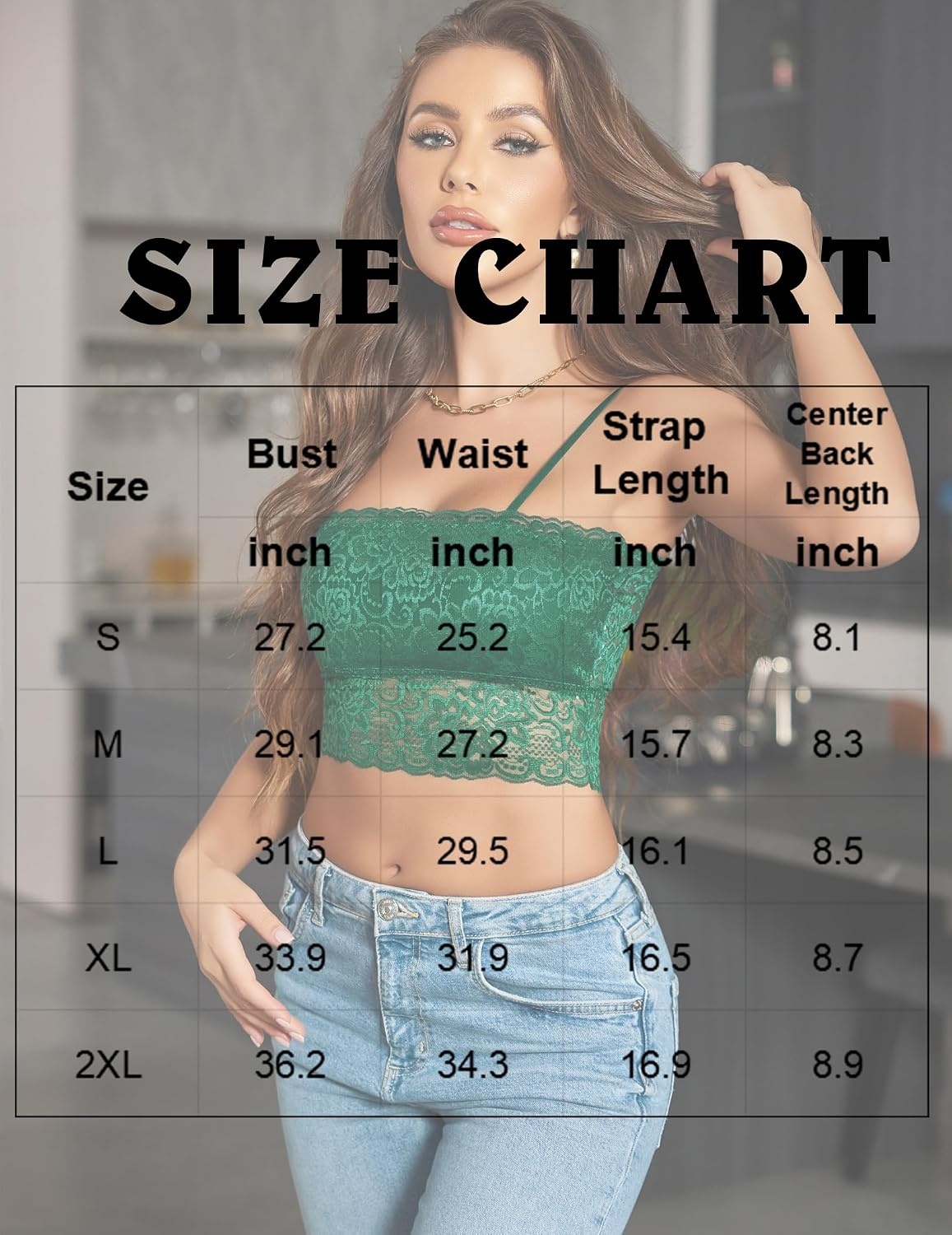 image:imageAvidlove Bralettes for Women Lace Spaghetti Strap Tank Top Tube Slim Basic CamisoleGreen