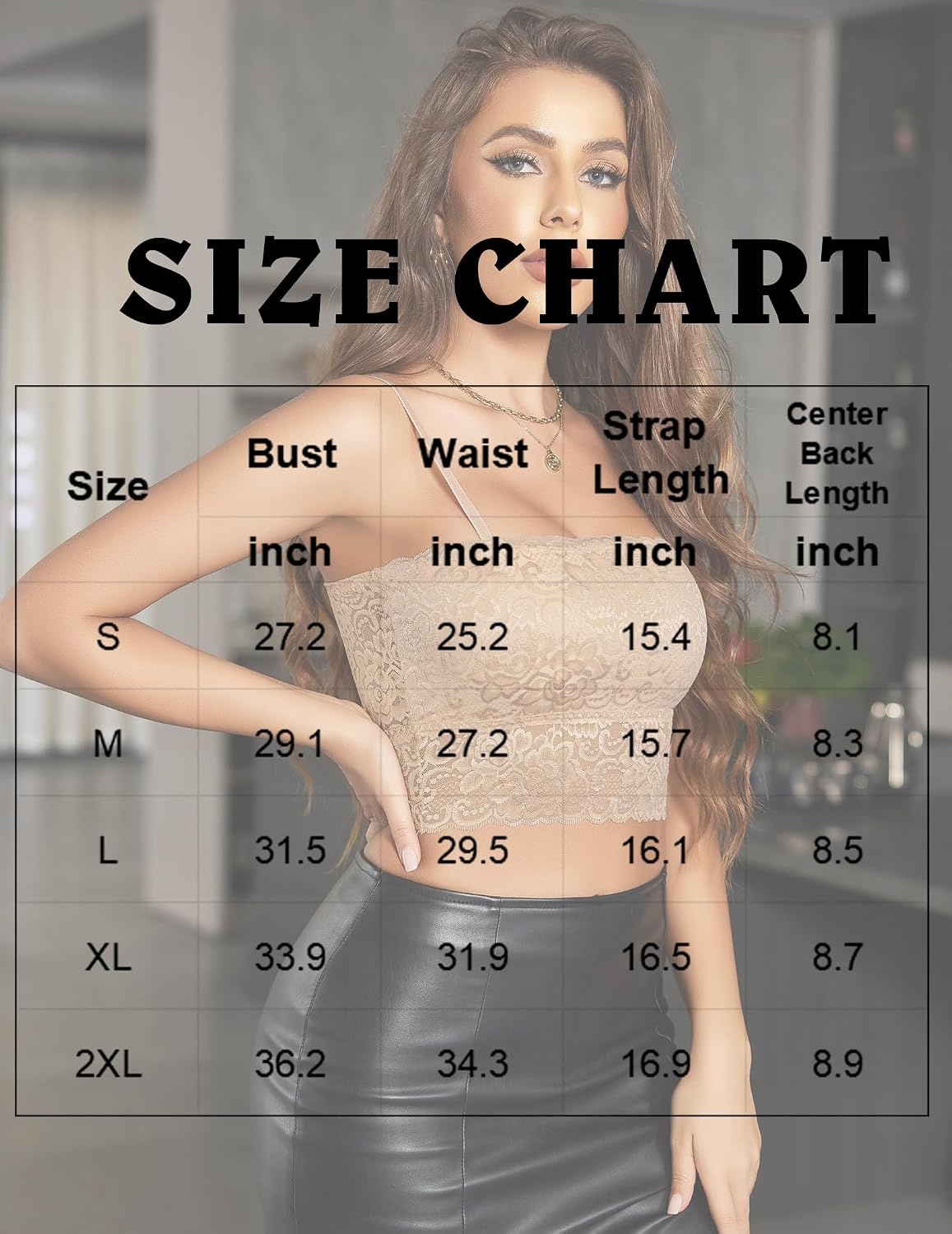 image:imageAvidlove Bralettes for Women Lace Spaghetti Strap Tank Top Tube Slim Basic CamisoleKhaki