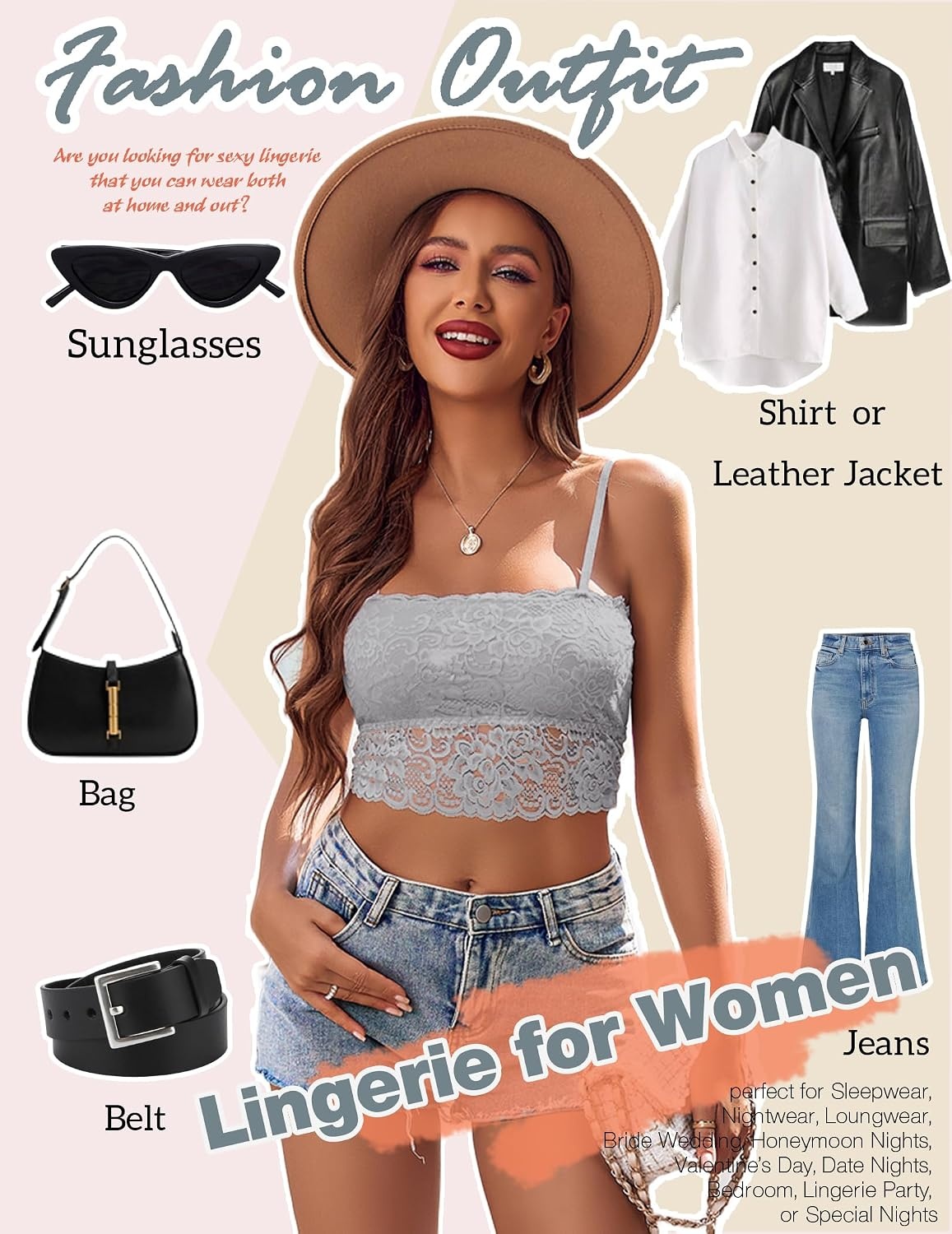 image:imageAvidlove Bralettes for Women Lace Spaghetti Strap Tank Top Tube Slim Basic CamisoleLight Gray