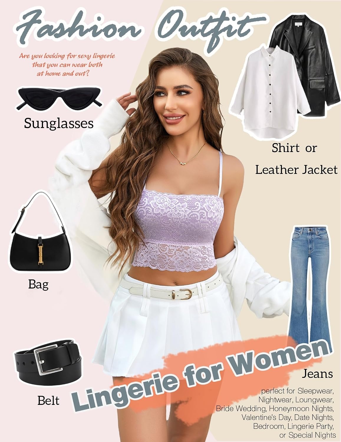 image:imageAvidlove Bralettes for Women Lace Spaghetti Strap Tank Top Tube Slim Basic CamisoleLight Purple