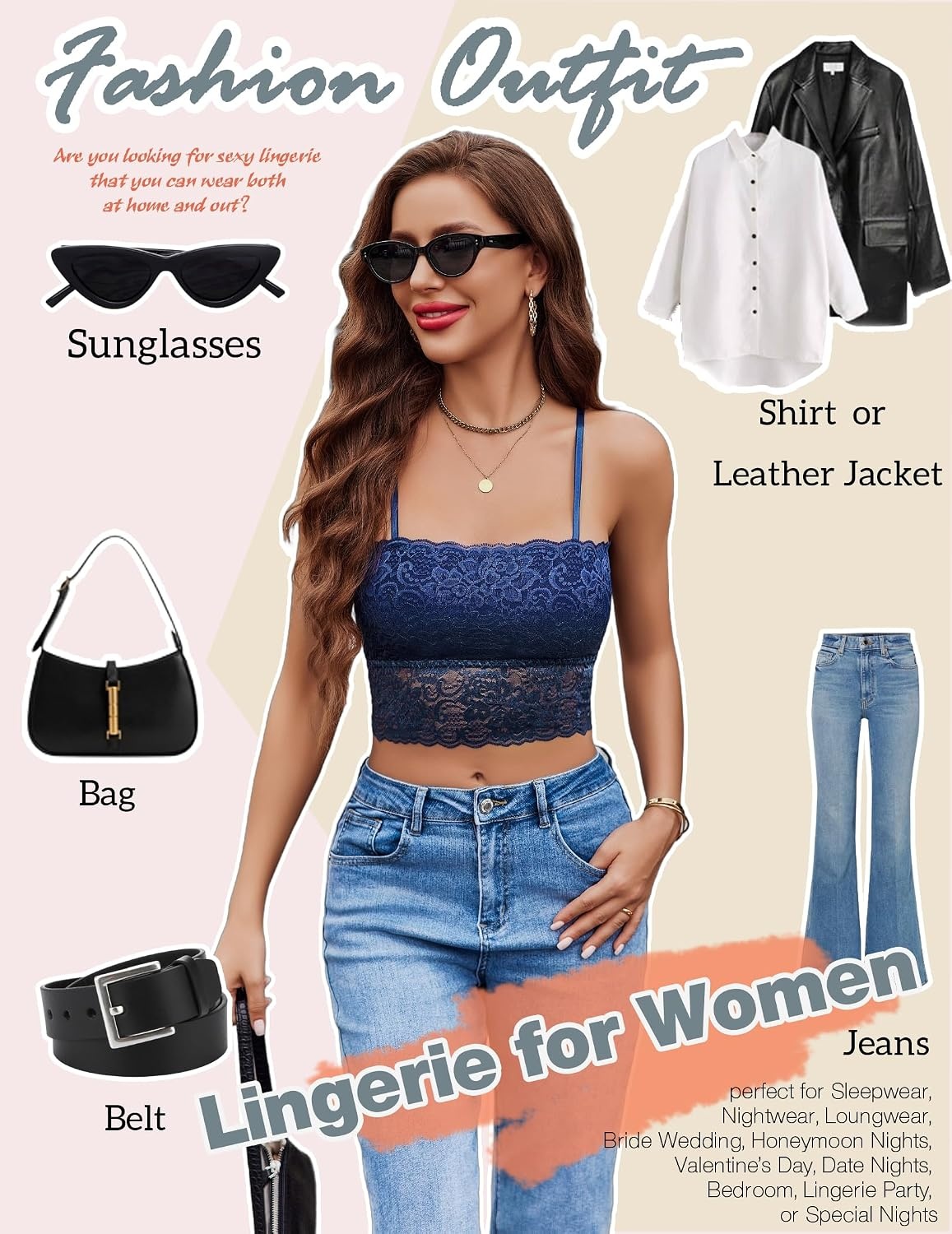 image:imageAvidlove Bralettes for Women Lace Spaghetti Strap Tank Top Tube Slim Basic CamisoleNavy Blue