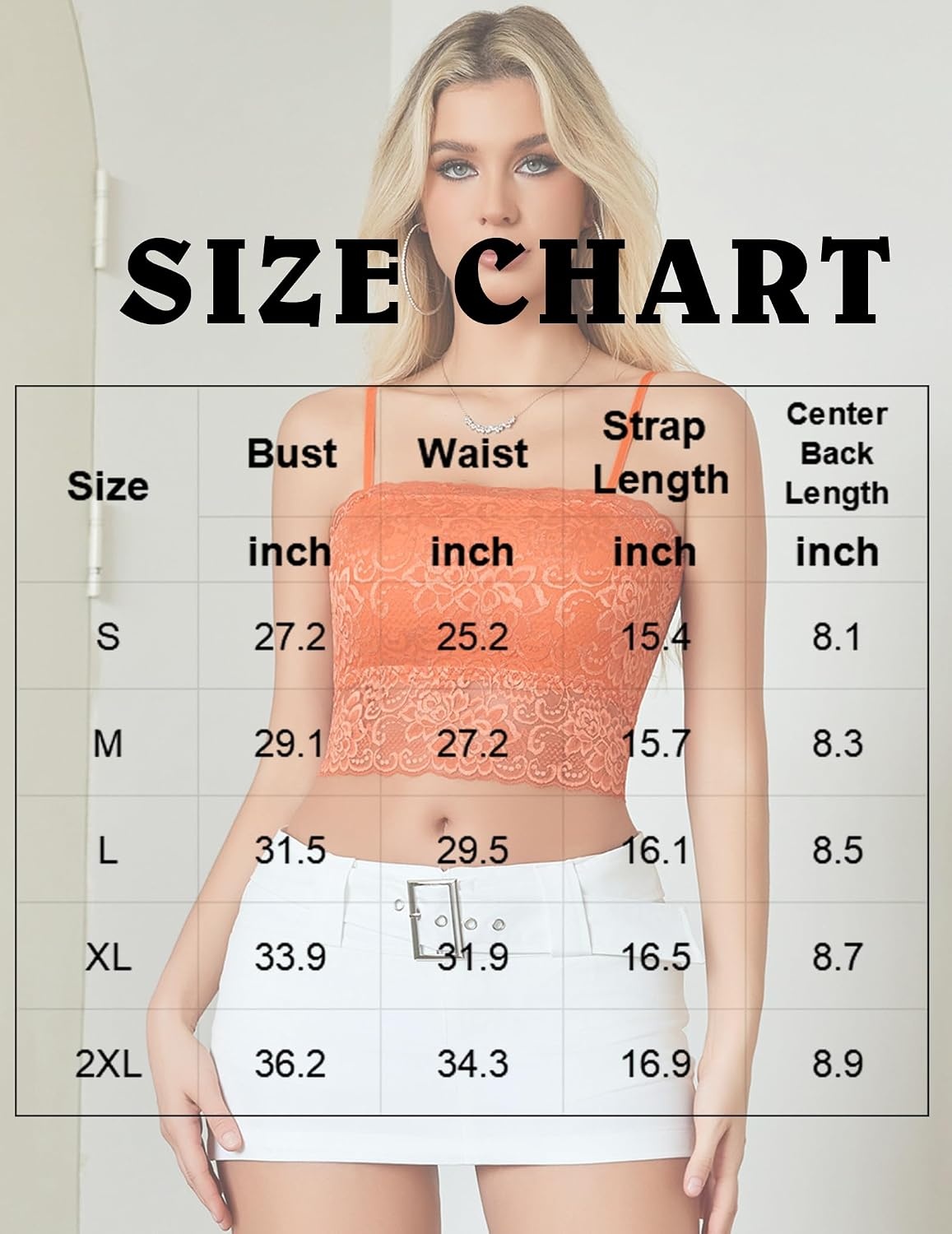 image:imageAvidlove Bralettes for Women Lace Spaghetti Strap Tank Top Tube Slim Basic CamisoleOrange