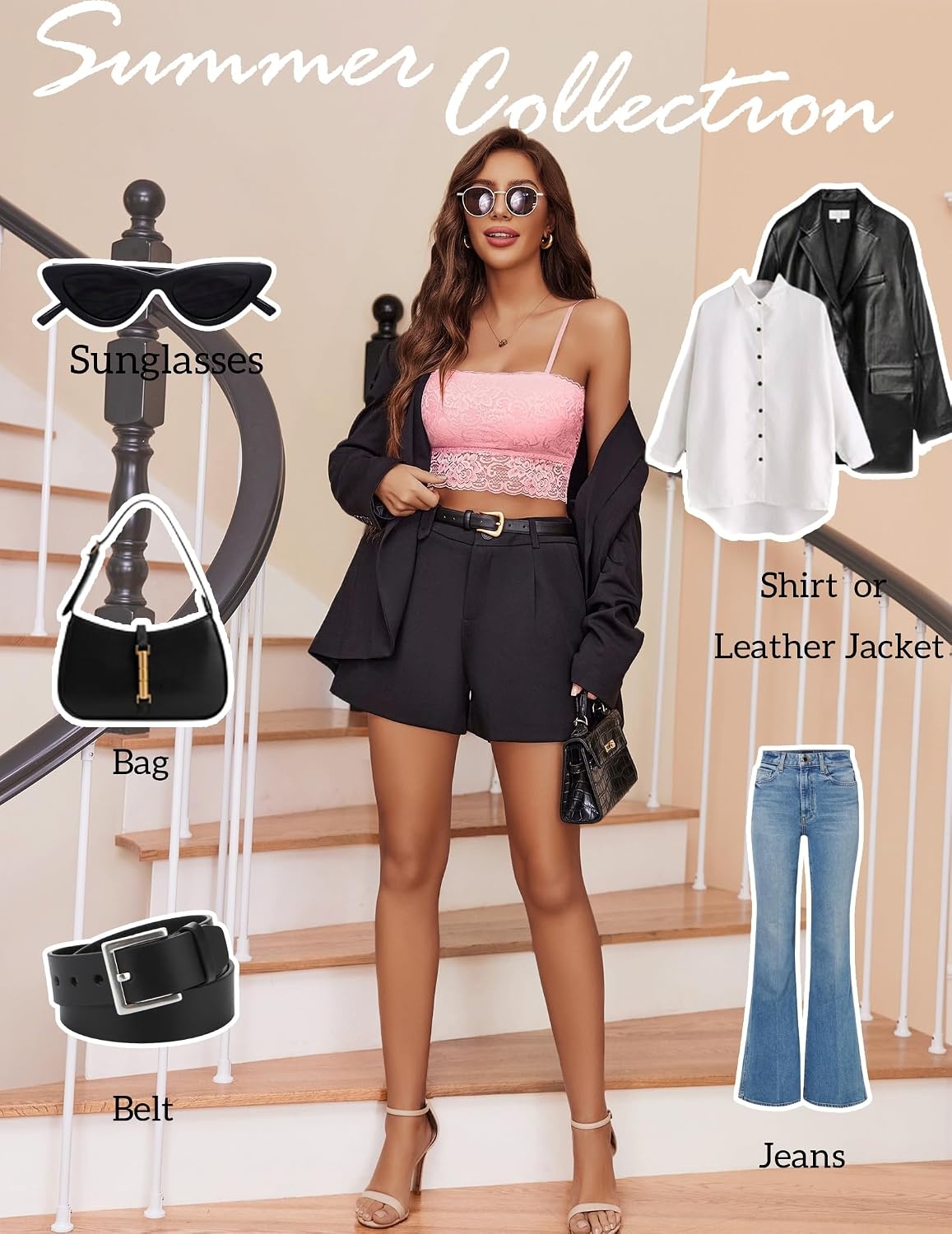 image:imageAvidlove Bralettes for Women Lace Spaghetti Strap Tank Top Tube Slim Basic CamisolePink
